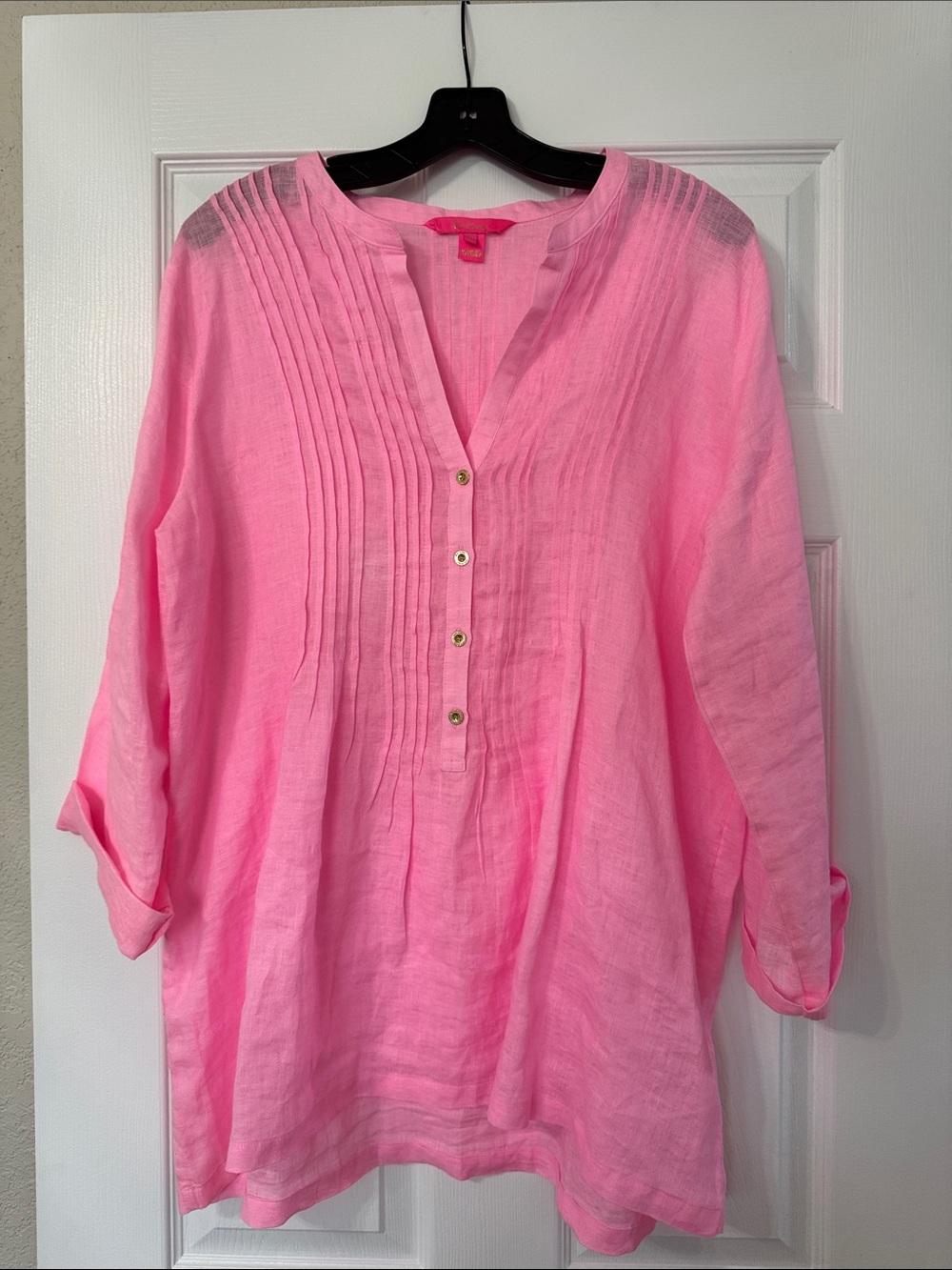 Lilly Pulitzer Pink Women's Pintuck Tunic Top Size XL - Picture 1 of 4